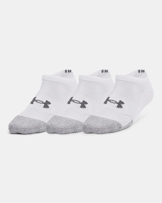 Kids' HeatGear® 3-Pack No Show Socks in White image number 0